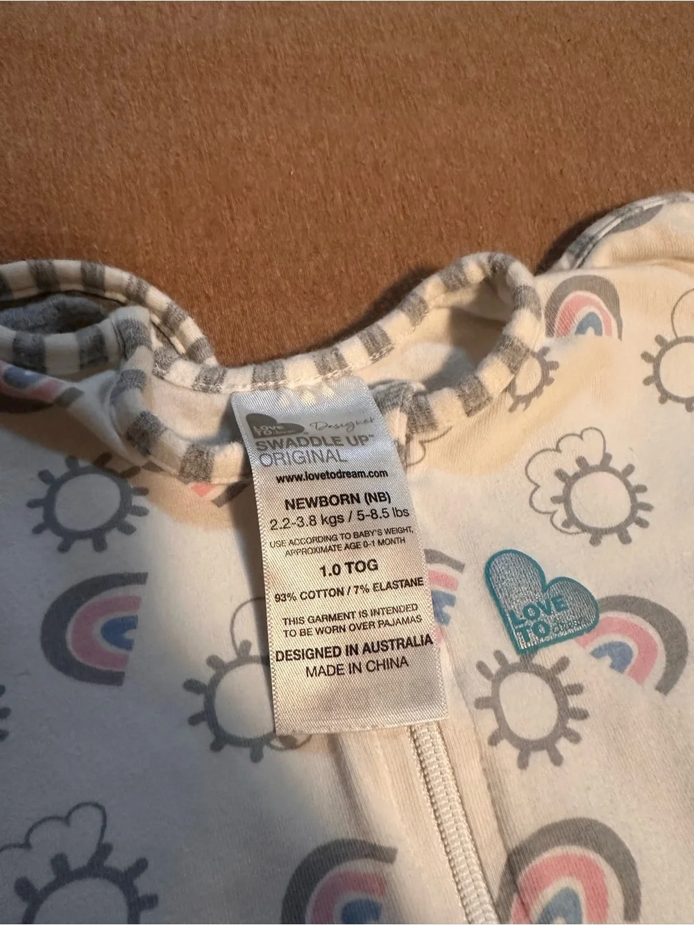 3-Pack Baby Love to dream Sleep Sacks - Blue, Gray & White Rainbow Print